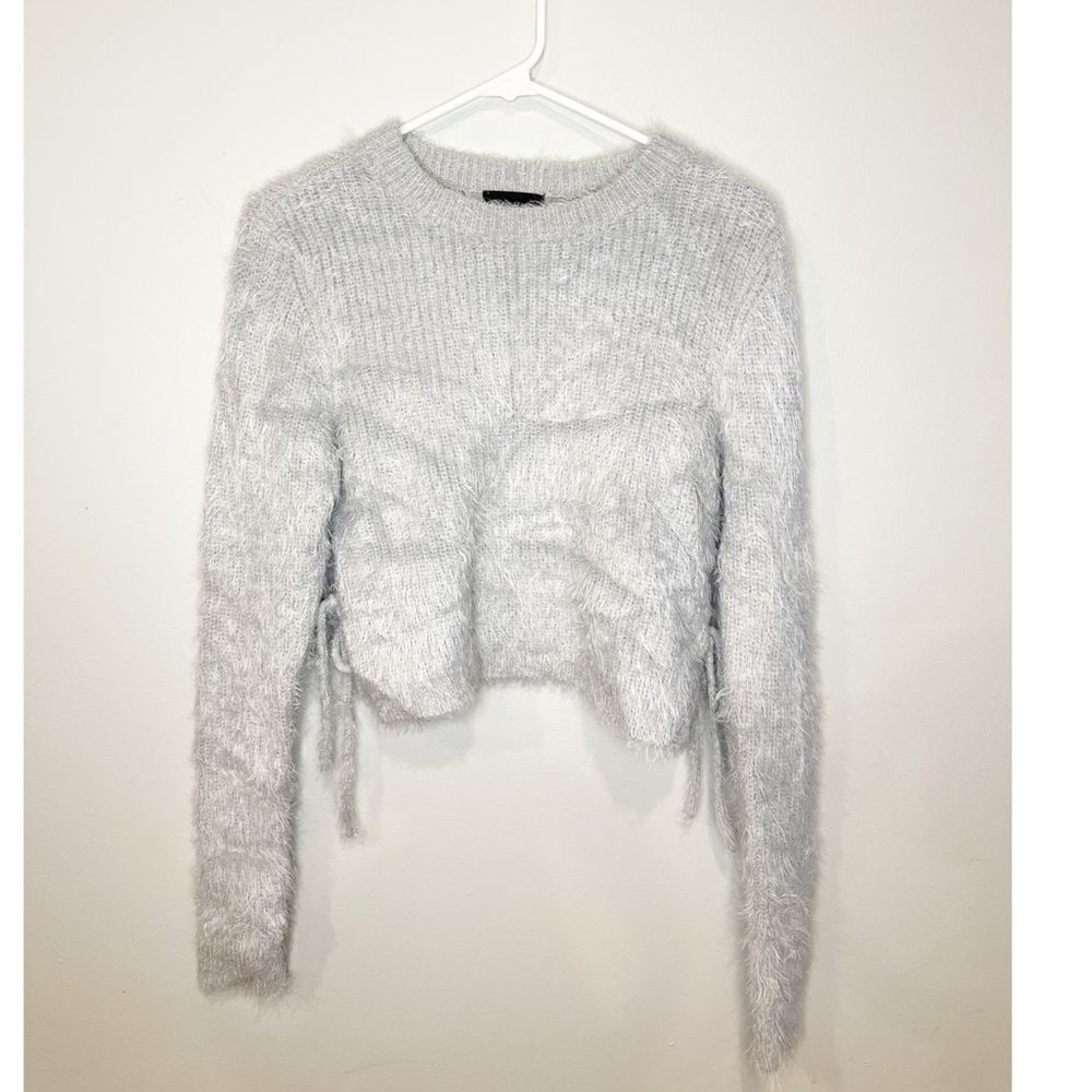 Majorelle marjorie tie side eyelash fuzzy sweater gray - Picture 3 of 6